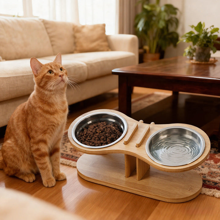 Adjustable Tilted Pet Stand With A Feeding Bowl: The Perfect Feeding Solution for Your Furry Friends